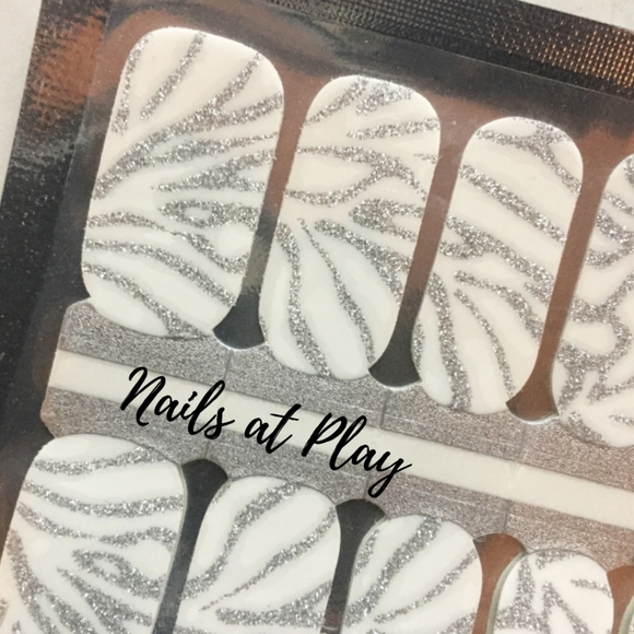 5 for $15 Nail Wraps- Silver Zebra (transparent) - Picture 1 of 6